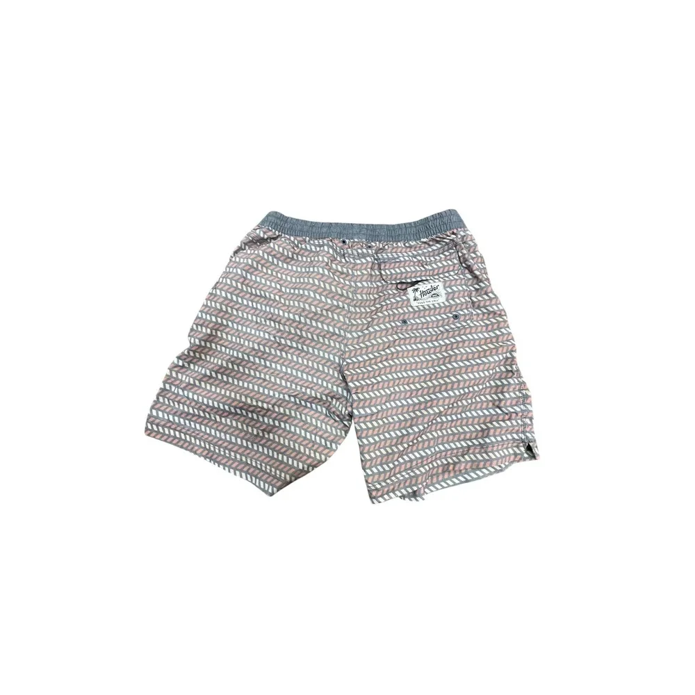 Howler Brothers Mens Board Shorts Swim Trunks Grey Coral Geometric 7in Inseam 33
